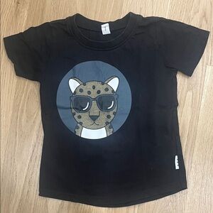 Huxbaby Black T-Shirt with Leopard Design